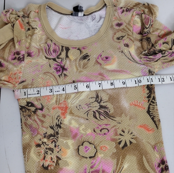 Free People Boho Y2K Floral Waffle Knit Tunic Top Size S - Picture 9 of 14